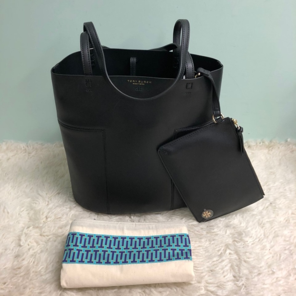 Tory Burch Block-T Tote Bag | Purse | Designer | Fashion Bag | Black - Picture 6 of 12